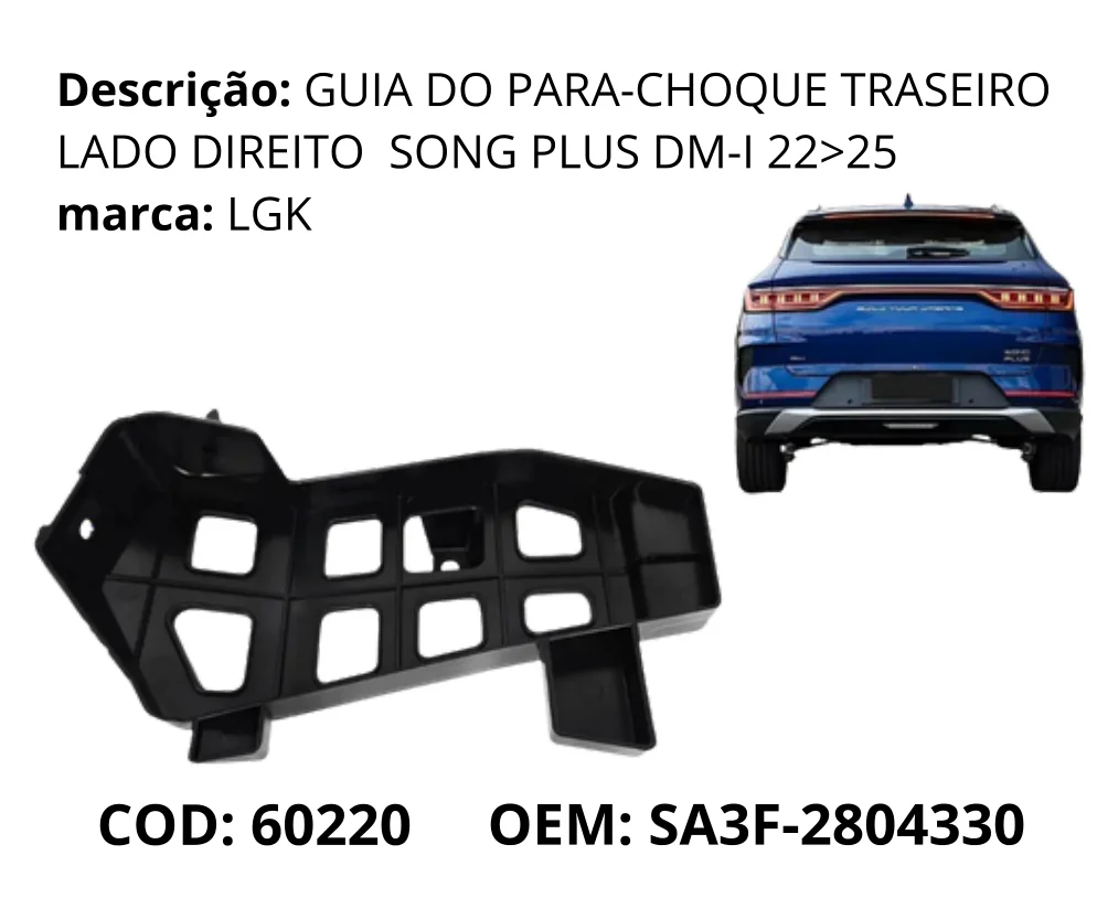Guia do Para-choque Traseiro Lado Direito original para BYD Song Plus DM-i, lado direito, AutoVoltz
